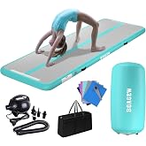 BOAGEW Gymnastics Mat with Air Roller,Inflatable Air Track Tumbling Mat for Home Gym Training, Tumble Track for Cheerleading/Gym/Training/Yoga/Beach/Water/Park Outdoor Use with Electric Air Pump 