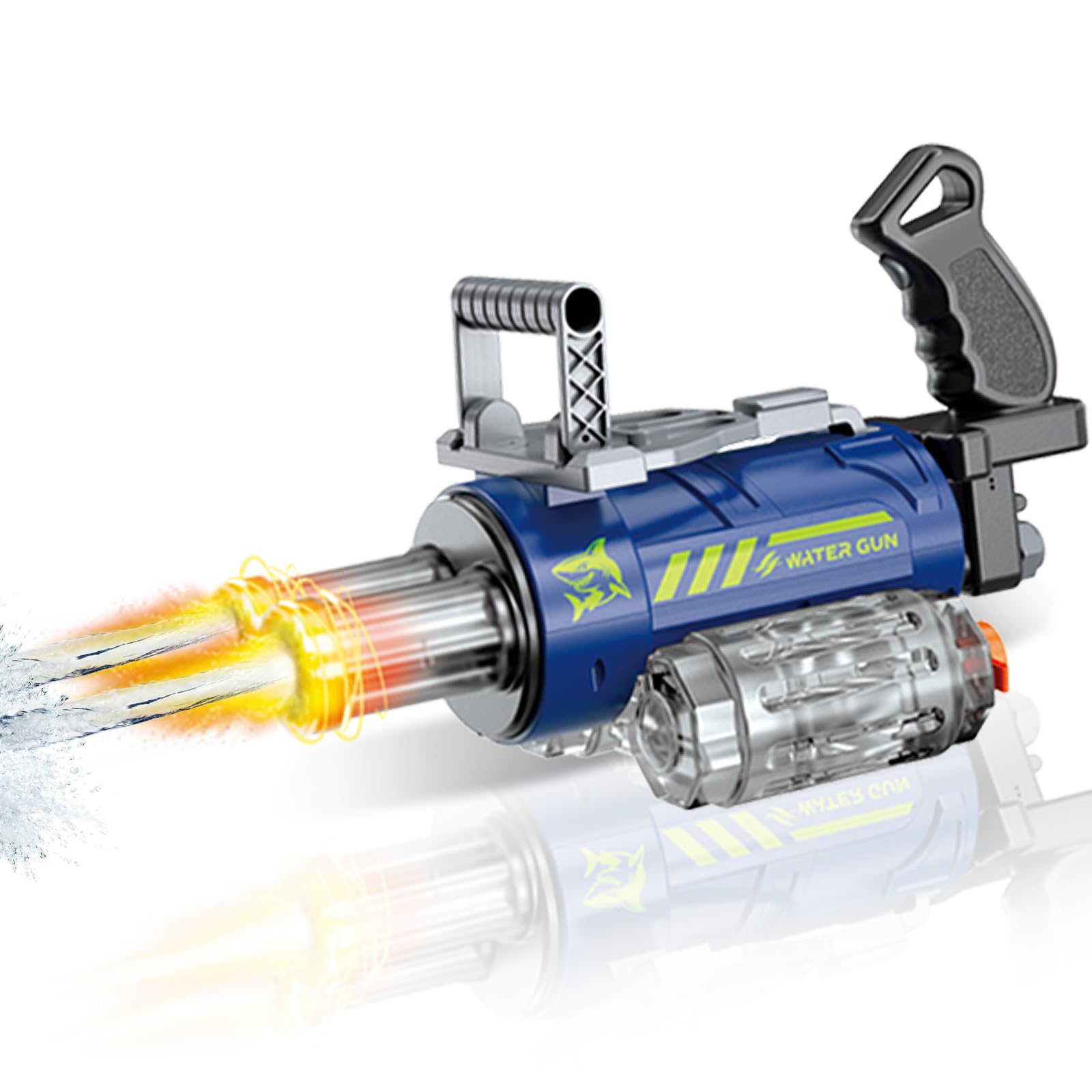 UROINT Electric Water Gun for Kids, Powerful Automatic Water Pistol Blaster Toys with Led Light, Transparent Squirt Gun Electric Long Range Pool Party Gift for Adult Boys Girls (Gatling Blue)