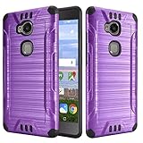 Huawei Sensa 4G LTE [Straight Talk] H710VL H715BL / Honor 5X Armor Case Heavy Duty Brushed Metal Metallic Finish Slim Fit Shock Impact Dual Layer Protection Hybrid TPU Hard Case (Purple)
