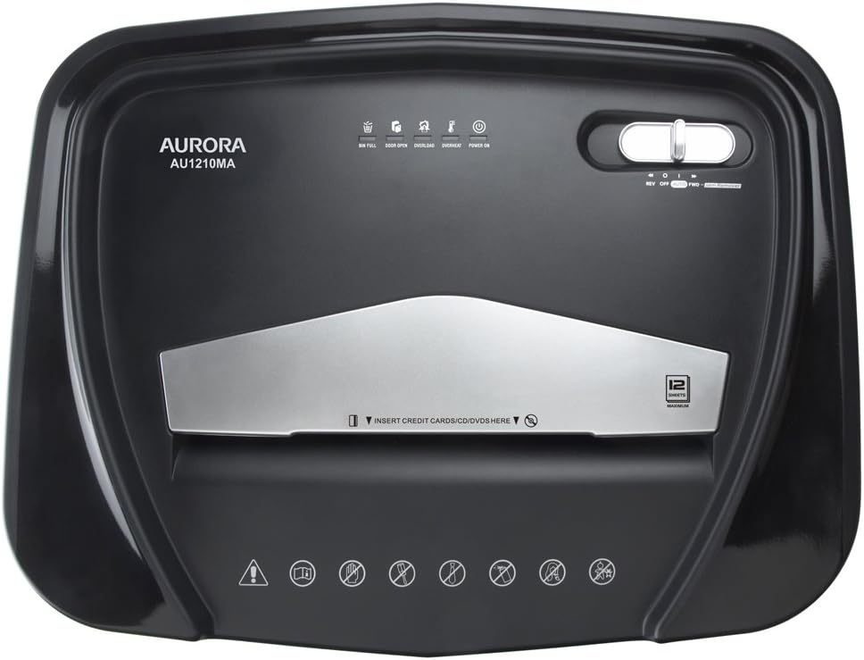 Aurora AU1210MA Professional Grade High Security 12-Sheet Micro-Cut Paper/CD and Credit Card/ 60 Minutes Continuous Run Time Shredder : Electronics