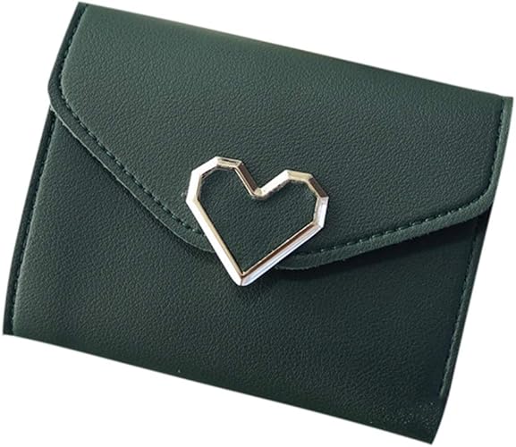 Amazon Hsfeo 3つ折り財布 小さい ハート柄 グリーン レディース ウォレット シンプル ミニサイズ コンパクト カード入れ 女性用 コイン入れ 多機能 レザー かわいい プレゼント 結婚式 財布