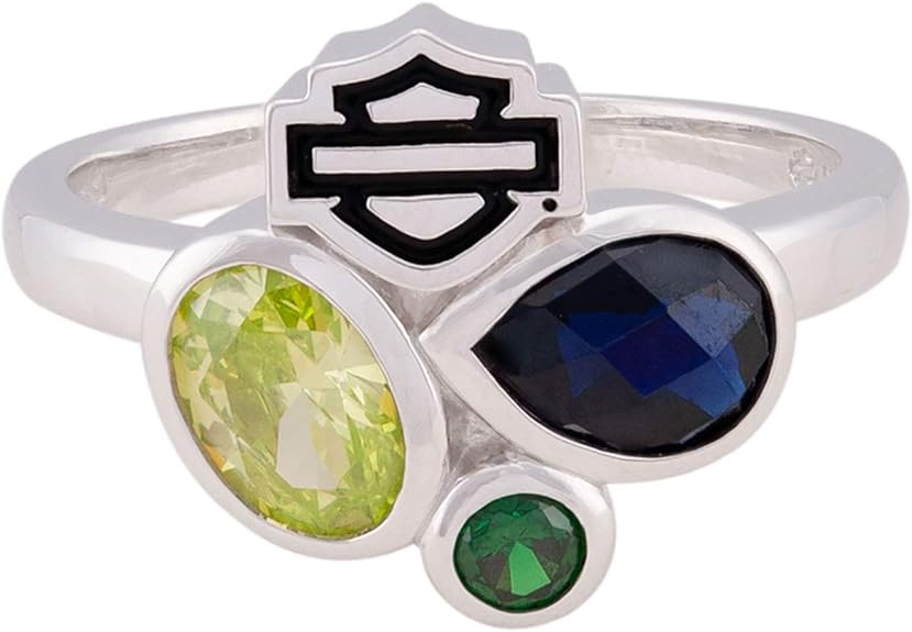 HarleyDavidson Womens Sterling Silver Blue & Green Trio