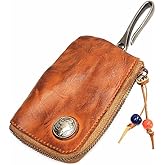 Wugebud 1 Pcs Leather Mini Medieval Pouch Keychain, Coin Organizer, Change Holder, Leather zipper Pouch for Men & Women