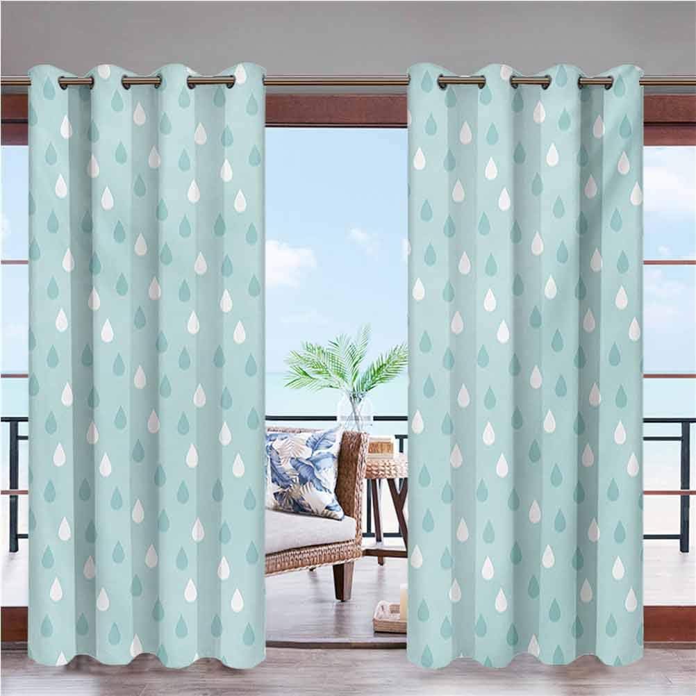 Pale Blue Patio Curtain Panel for Patio，Porch，Backyard