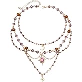 WDIRARA Women's Boho Layered Necklace Retro Style Multi-layer Beaded Chain Pendant Necklace Jewelry