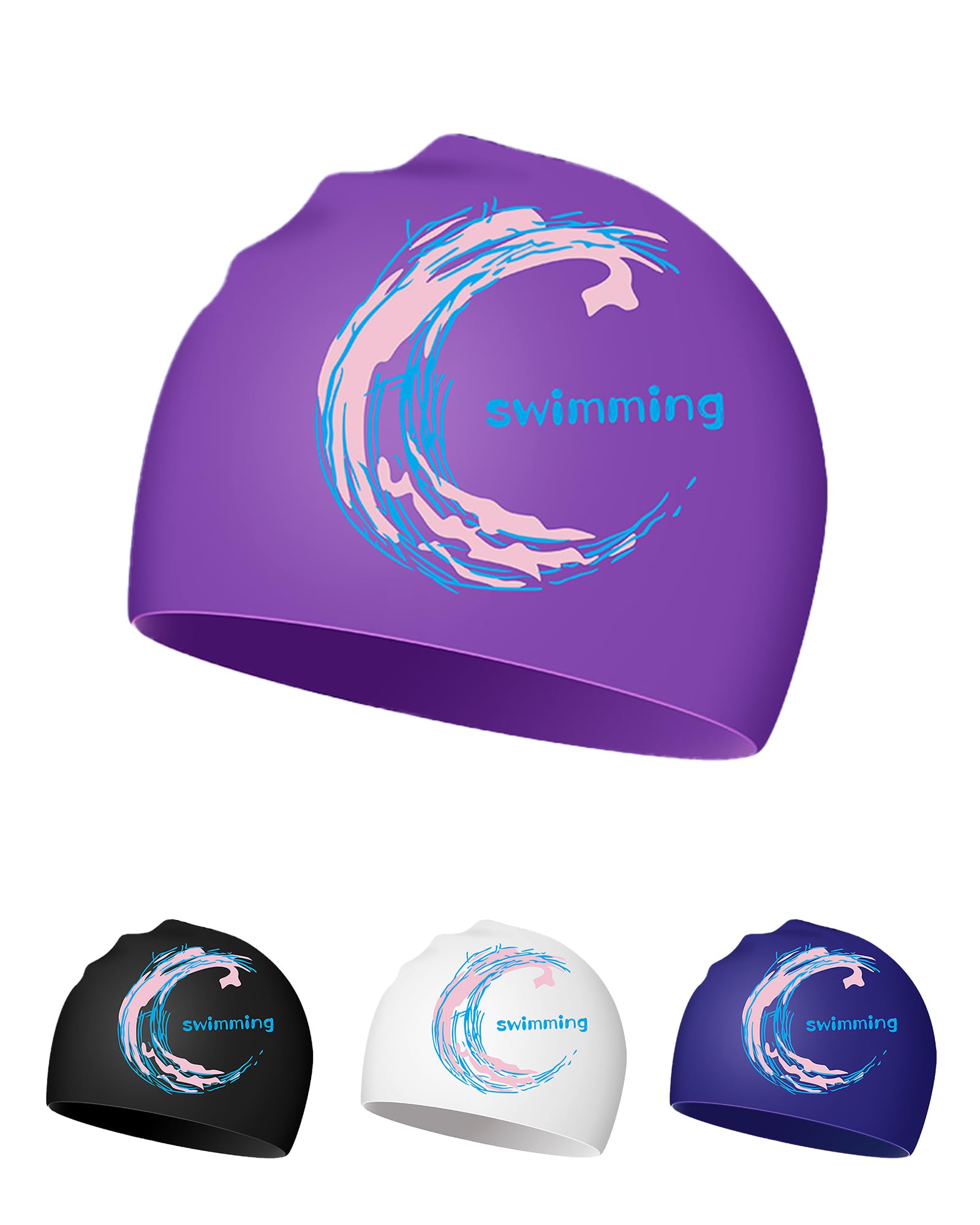 Swimming Cap - Silicone Swim Cap for Women Men Adults Teenagers (Purple)