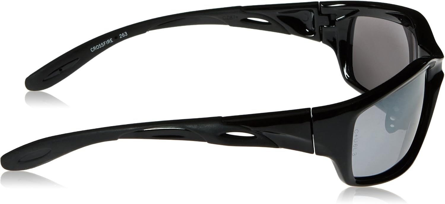 Crossfire 263 Infinity Premium Safety Glasses, Silver Mirror Lens - Shiny Black Frame : Sports & Outdoors