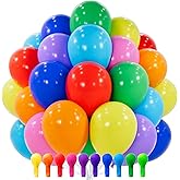 PartyWoo Assorted Colors Rainbow Balloons 100pcs 12 Inch Multicolor Colorful Primary Color Balloon for Graduation Baby Shower Unicorn Fiesta Flower Spring Rainbow Theme Birthday Party Decorations