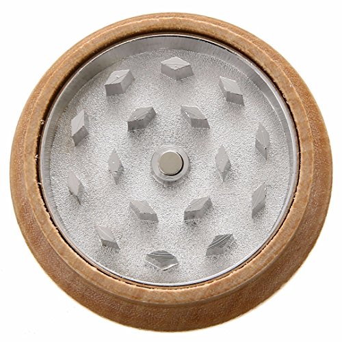 Round Wooden Herb Handle Tobacco Herb Grinder Spice Crusher 2 Part Smoking Accessory