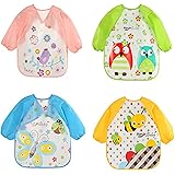 HaimoBurg 4 Pcs Long Sleeved Baby Bibs Waterproof Sleeved Bib 6-36 Month