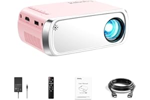 ksbaby Mini Projector for Outdoor Portable Projectors, SmartPhone Screen Can be Mirrored to The Projector Through a Data Cable, Movies-Projector Compatible with HDMI, USB, Type-C, Laptop, TV Stick
