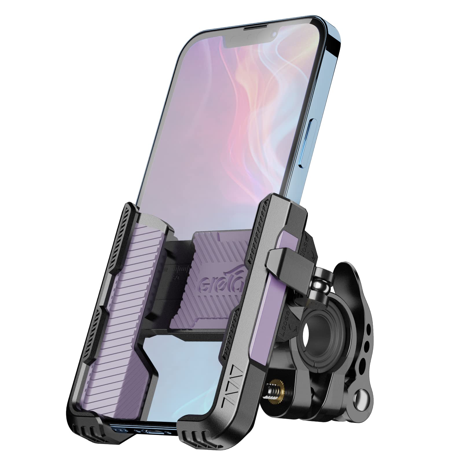Grefay Bicycle Phone Holder 1S Quick Installation Drop-proof Motorcycle Phone Holder, 360° Rotating Phone Mount for 4.7‘’-7"' Mobile Phone, Suitable for Mountain Bike, Scooter, Electric Bike (Purple2)
