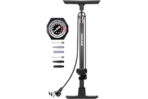 Hycline Bike Floor Pump with Gauge: Full Size 43inch 160 PSI High Pressure Bicycle Pumps - Durable Air Pump Fits Presta & Schrader Valve - Inflator for Road MTB Tire, Ball, Balloon, Inflatables