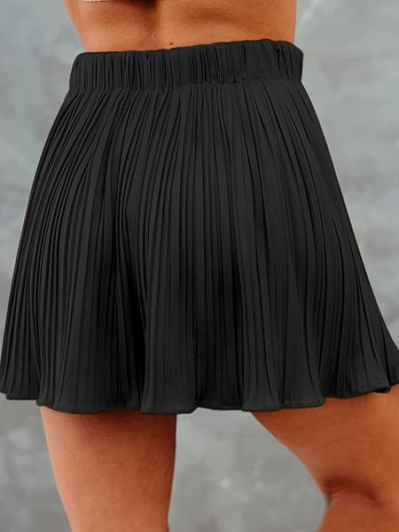 AVANOVA WOMEN’S HIGH WAIST PLEATED MINI SKIRT FLARED FLOWY A LINE TENNIS SKIRTS BLACK SMALL