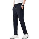 AbleTree Stretch Casual Pants for Short Men 27-28 Inch Inseam Ripstop Athletic Cool Touch Straight Fit Joggers Zip Pockets