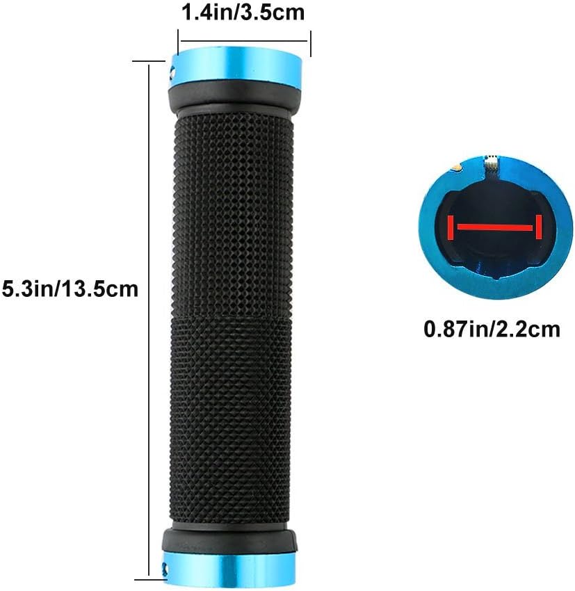 QitinDasen 1 Pair Bike Handlebar Grips, Non-Slip Rubber Bicycle Handle Grips with Aluminum Double Lock - Image 3