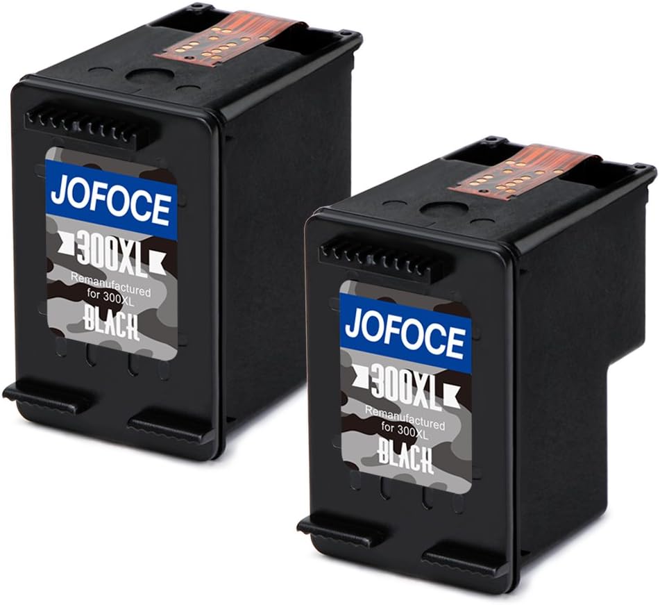 Jofoce Remanufactured HP 300 300XL Ink Cartridges 2 Black, Work for for HP DeskJet D1660 D2660 D5560 F2480 F4280 F4580, HP Envy 100 110 114 120, HP PhotoSmart C4680 C4780 C4670 C4600 C4700