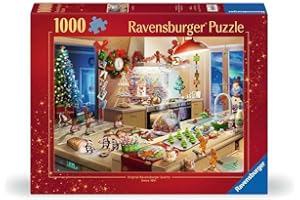 Ravensburger - Merry Mischief - 1000 Piece Jigsaw Puzzle - Caper with Gingerbread Men as They Wreak Havoc in The Kitchen - Stunning Detail - Premium Quality - Ages 12+