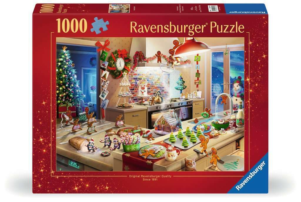 Photo 1 of Ravensburger - Merry Mischief - 1000 Piece Jigsaw Puzzle - Caper with Gingerbread Men as They Wreak Havoc in The Kitchen - Stunning Detail - Premium Quality - Ages 12+