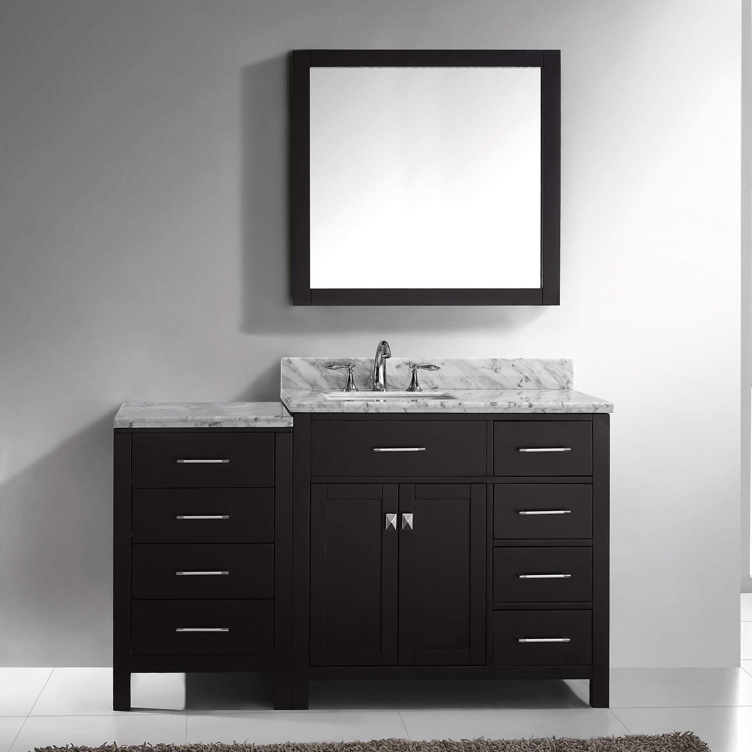Virtu Usa Caroline Parkway 57 Inch Single Sink Bathroom Vanity Set