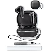 Case for Soundcore P40i by Anker Wireless Earbuds,Soft Protective,Shockproof,BOVUGAC High Transparency TPU Case Cover for Anker Soundcore P40i with Keychain & Cleaning Kit & Lanyard-Clear