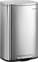 SONGMICS Kitchen Bin 50 L Pedal Soft Close Steel Inner Bucket LTB050E01