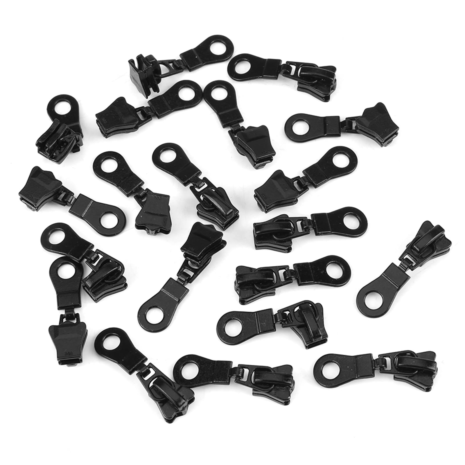 20pcs Zipper Sliders, Resin Zipper of 6mm Wide Teeth Zip Fastener Repair Replacement Kit Size #5(Black)
