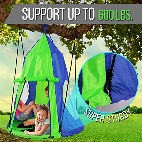 SereneLife 40” Hanging Tree Play Tent Hangout for Kids Indoor Outdoor Flying Saucer Floating