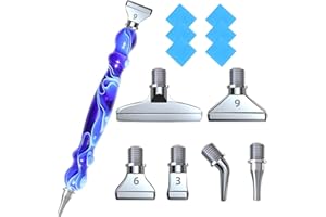 LIBIFUN 14pcs Metal Screw Thread Tips Diamond Painting Pen Kits, a Diamond Art Pen, 6pcs Tips, 6 Glue Clays, 5D Diamond Painting Accessories Tools for DIY Craft, Comfort Grip and Faster Drilling Blue