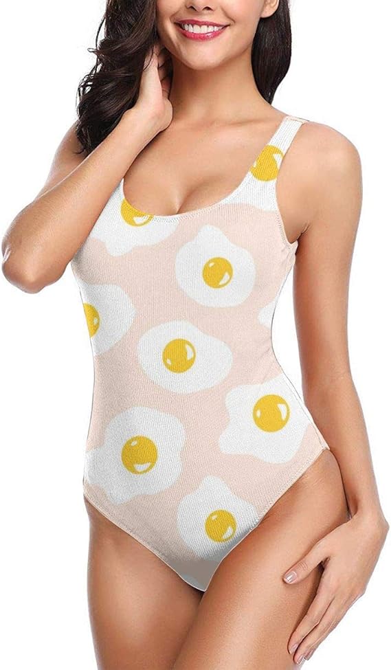Amazon ワンピース水着目玉焼き背景スイミングプールビーチ速乾性水着女性用s ワンピース 通販
