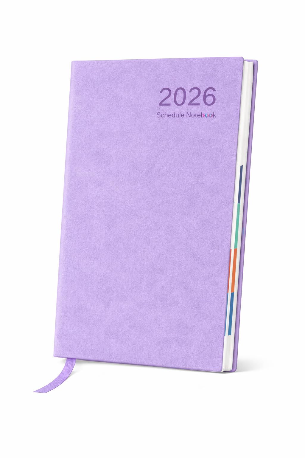 2026 A5 Diary Day Per Page – Lilac Purple Soft PU Planner with Monthly Tabs, Ribbon Marker, Weekend Shared Pages and Notes Section – Daily Organiser with Reference Pages