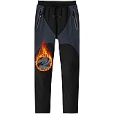 MoFiz Kids Fleece Lined Hiking Snow Ski Pants Boys Waterproof Winter Warm Outdoor Pants with Zippered Pocket