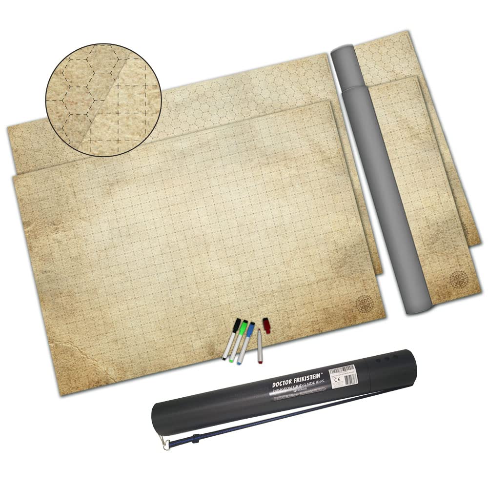 Doctor Frikistein Dungeon Grid Game Mat | MUST HAVE Role Playing Accessory - Battles - Board Games | Compatible with D&D, Pathfinder and Warhammer | Reusable, Durable & Portable