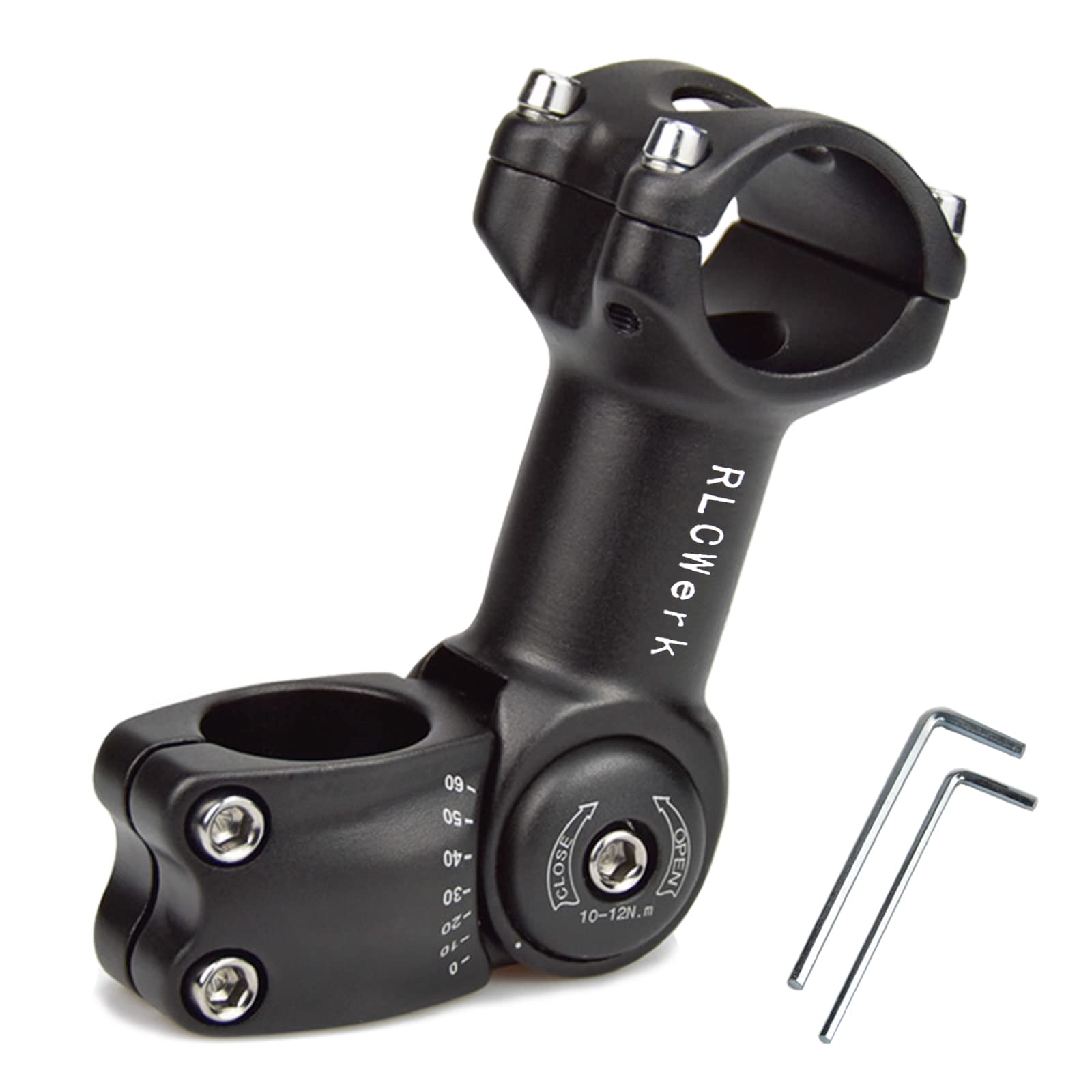 Relangce Bike Stem Riser 31.8 x 110mm, Bicycle Handlebar Extender 0~60 Degree Adjustable, MTB Mountain Bicycle Aluminum Alloy Caliber Riser, Black (31.8mm*110)