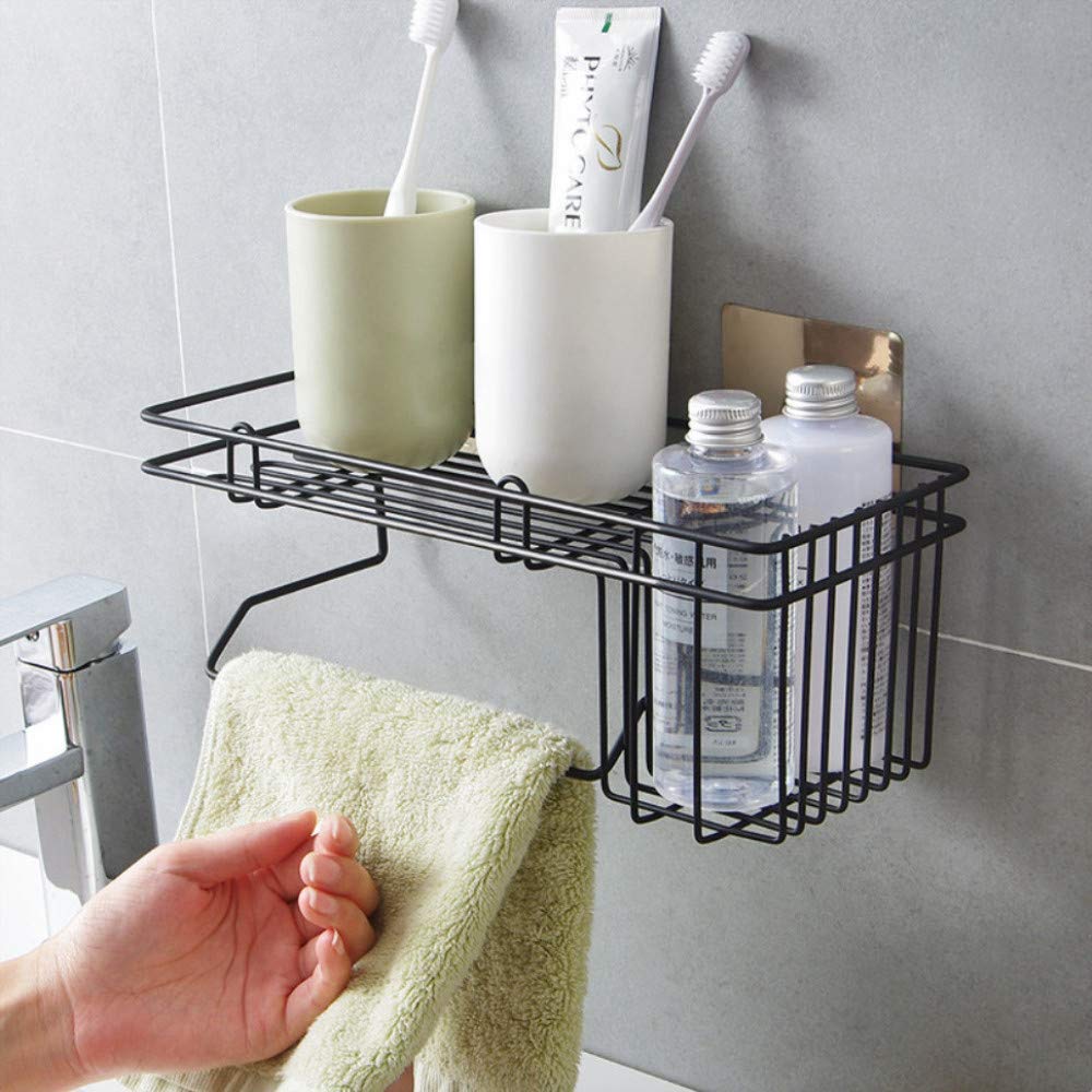 Orpio Label Stainless Steel Wall Mounted Hanging Storage Holder With Towel And Tissue Rack Kitchen Wall Spice Rack Shower Caddy For Bathroom And Kitchen Stand Black Amazon In Home Kitchen