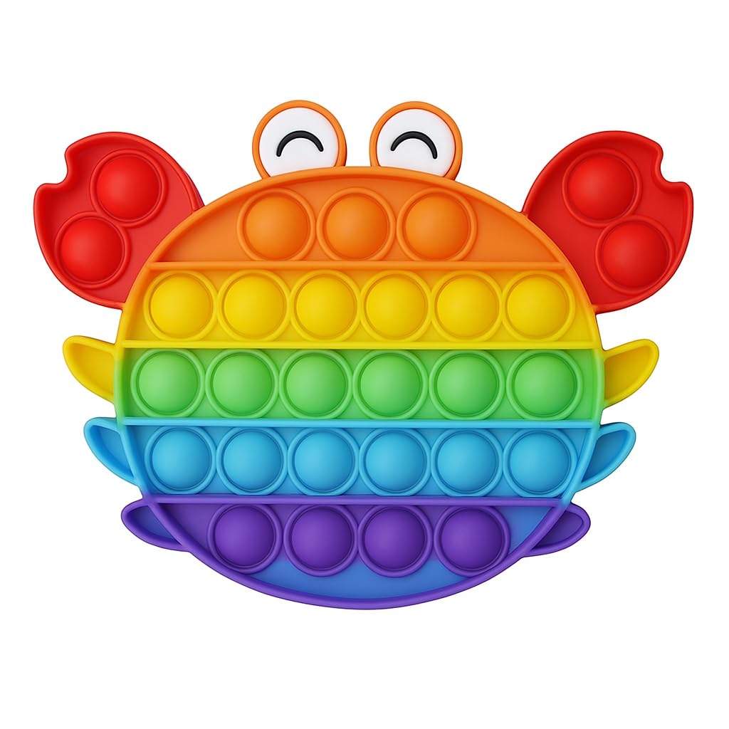 Ranzah Pop Fidget Toy Crab Push Pop Bubble Sensory Toy For Kids And Adults Travel Poppet Toy Squishy Toy For Gifts & Parties ADHD Stress & Anxiety Relief Toy Squeeze Toddler Toy (Crab)