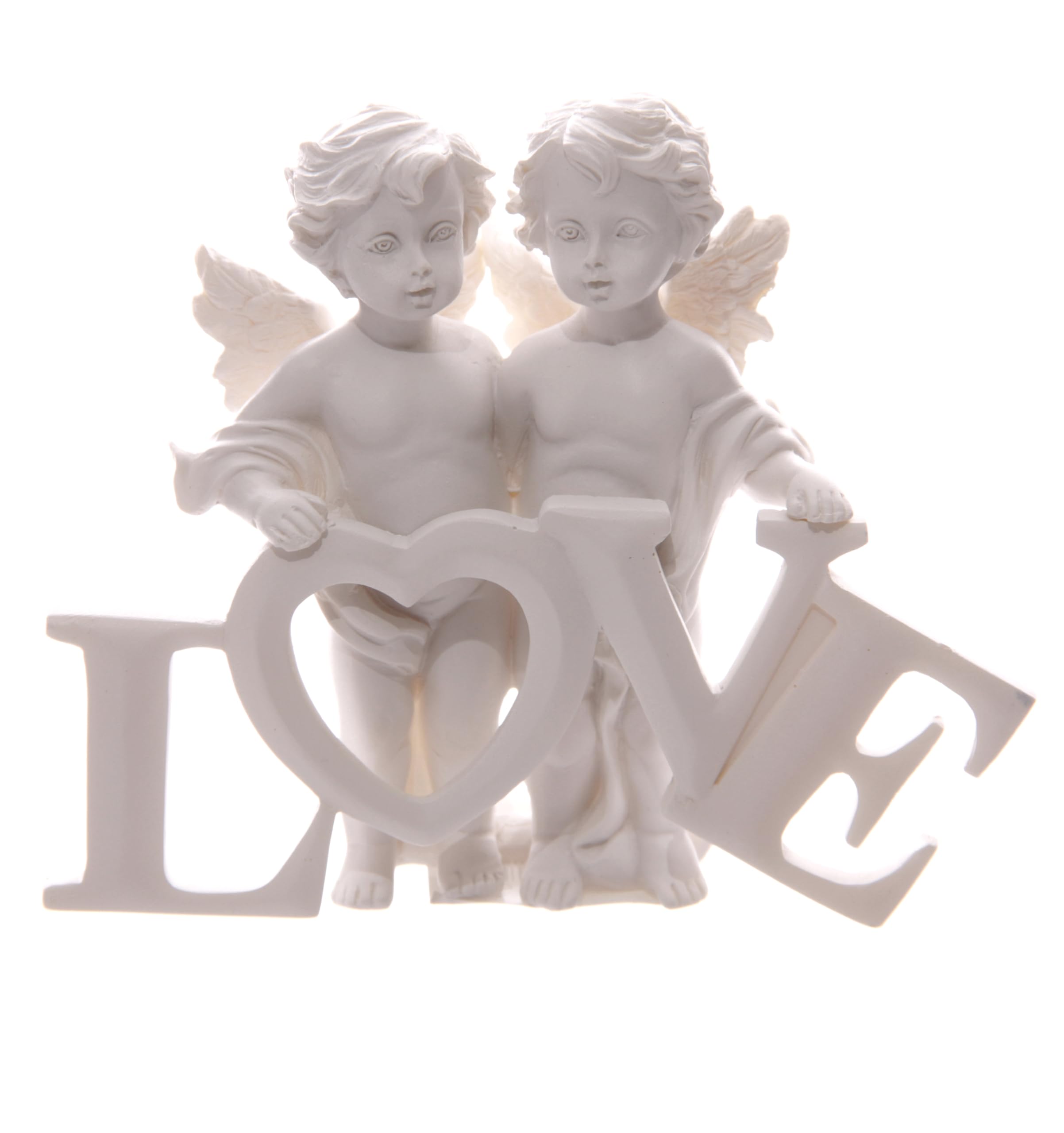 Puckator Cherubs Pair Holding LOVE Letters - Romantic Modern Love Wedding Gift Gifts For Girlfriend - Fairy Fairies Grave Ornaments Figurine - Valentines Day Gifts For Her Him - Home Decor