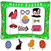 Lago Retail Easter Basket Stuffers - Photo Booth Props-Includes Free Inflatable Picture Frame - NO DIY Required Attached to The Stick - Egg Rabbit Decorations - 30 Count