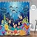 JAWO Tropical Fish Shower Curtain for Girls Boys, Sea Ocean Fish Shower Curtain Colorful Fishing Shower Curtain Waterproof Fabric 72