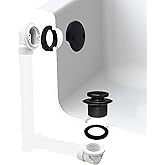 Westbrass A532-62 SCH. 40 PVC 1-1/2" Course Thread Plumber's Pack Tip-Toe Bathtub Drain Plug with Two-Hole Elbows, Matte Blac