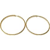 Clip on Earrings Gold Tone Hoop Earrings Hypo-allergenic 1.75 Inch Dia Cut Hoop Earrings