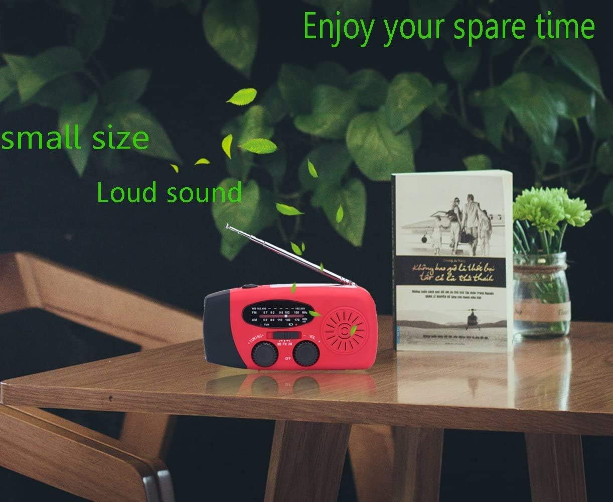 [Upgrade] Tiemahun Emergency Solar Hand Crank Dynamo NOAA WB AM/FM Radio Hurricane Camping Survive Kit with 3-LED Flashlight 1000mAh Power Bank 088FS (Red): Home Audio & Theater