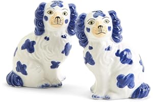 TWO'S COMPANY Staffordshire Dog Salt and Pepper Shaker Set - Hand-Painted Ceramic