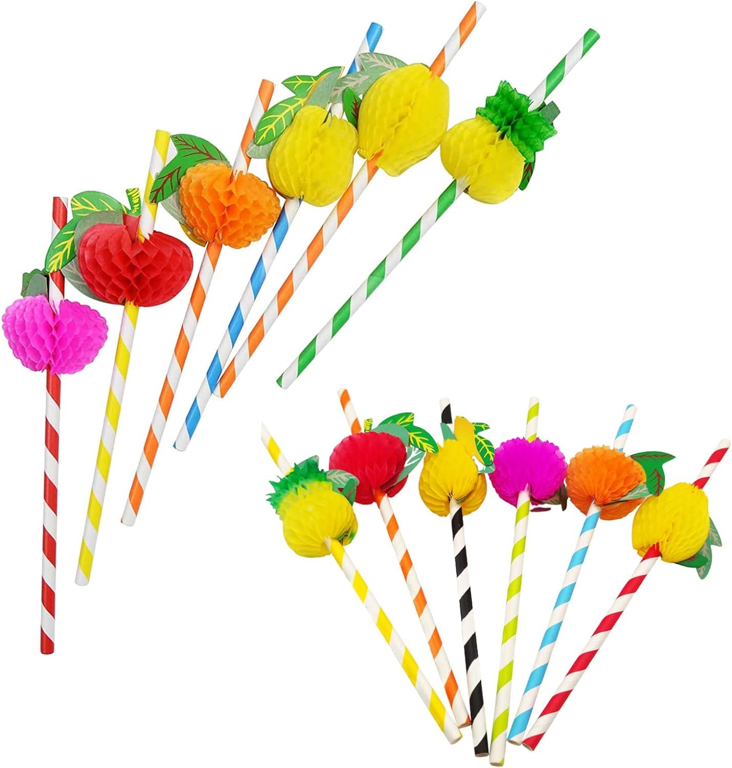 50Pcs 3D Paper Cocktail Straws - Accessories for Drinks, Summer Party, Hawaiian Tropical Decorations, Cold Drinks, Juices