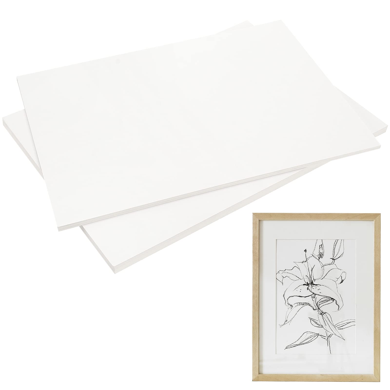 PINGEUI 50 Pack 8.5 x 11 Inches White Chipboard Sheets,40 pt White Chipboard, Medium Weight Cardboard Sheets for Scrapbook, Art Crafts, Arts Projects, Backing Boards, Frames