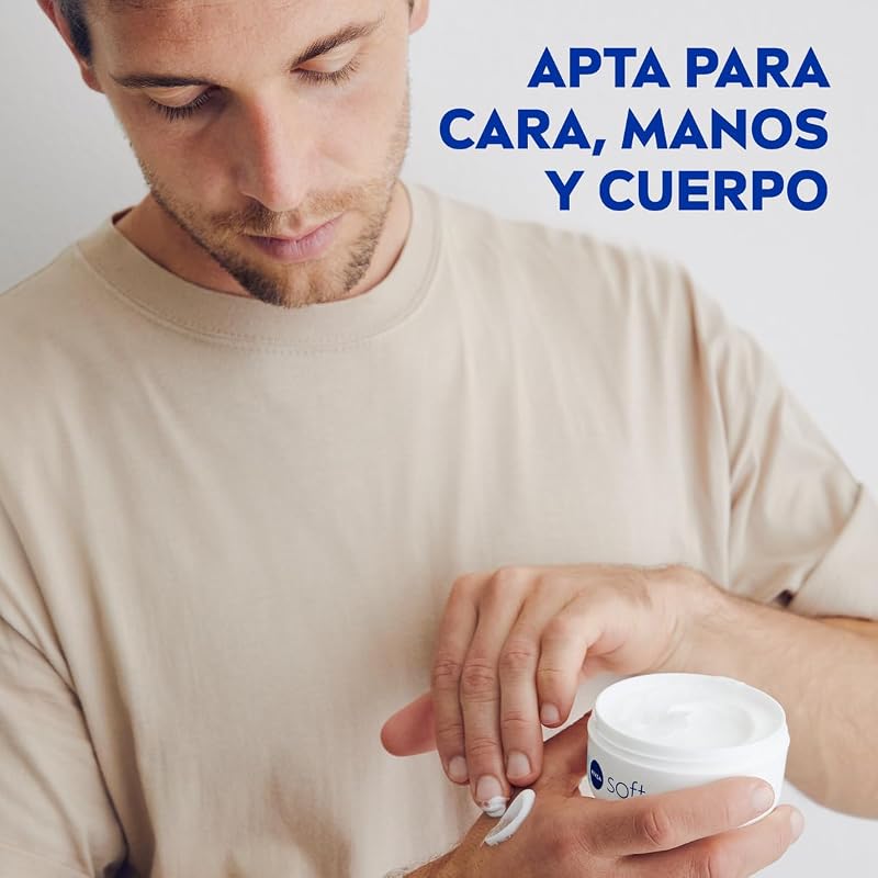 Soft (1 x 375 ml), crema multiusos con aceite de jojoba y vitamina E, crema hidratante intensiva para el cuidado de la piel de cara, cuerpo y manos, sin parabenos