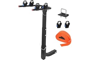 2 Bike Rack Hitch Mount,Foldable Steel Car Bike Rack with Hitch Tightener,Straps,Bike Carrier Rack Hitch,Easy to Assemble & U