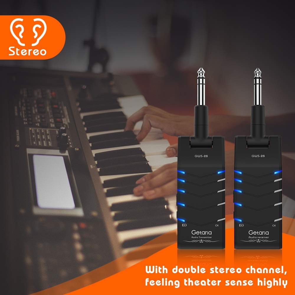 Getaria Wireless Guitar System Double Track Stereo Wireless Guitar Transmitter and Receiver 5 Channels Electric Guitar Bass Keyboard: Home Audio & Theater