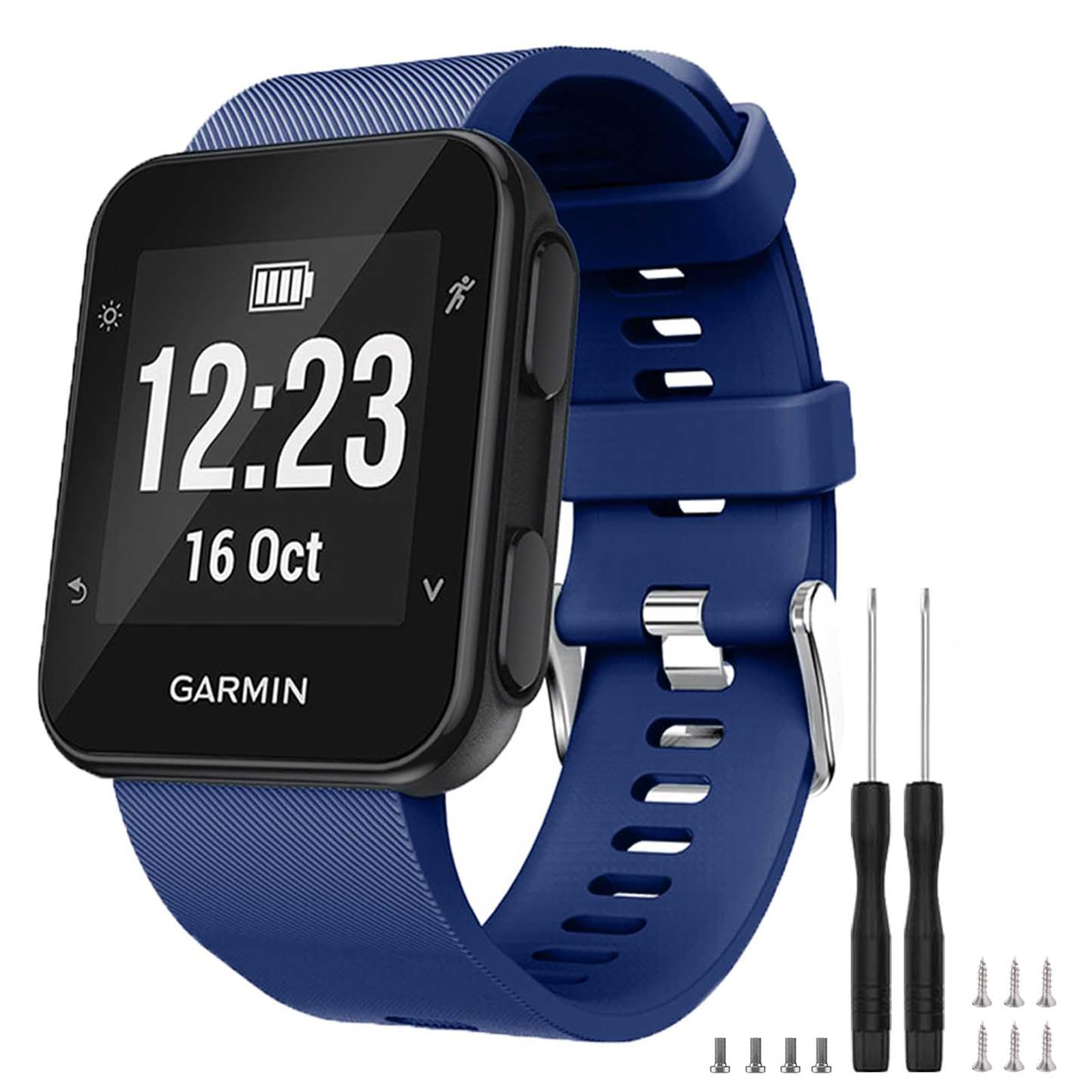 TopPerfekt Strap Compatible with Garmin Forerunner 35, Soft Silicone Replacement Watch Band Strap for Garmin Forerunner 35 Smart Watch, Fit 5.11-9.05 Inch (130-230 mm) Wrist (1- Navy)