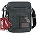 Zicac Men's Retro Small Genuine Leather Canvas Cross Body Messenger Bags Satchel Shoulder Bag